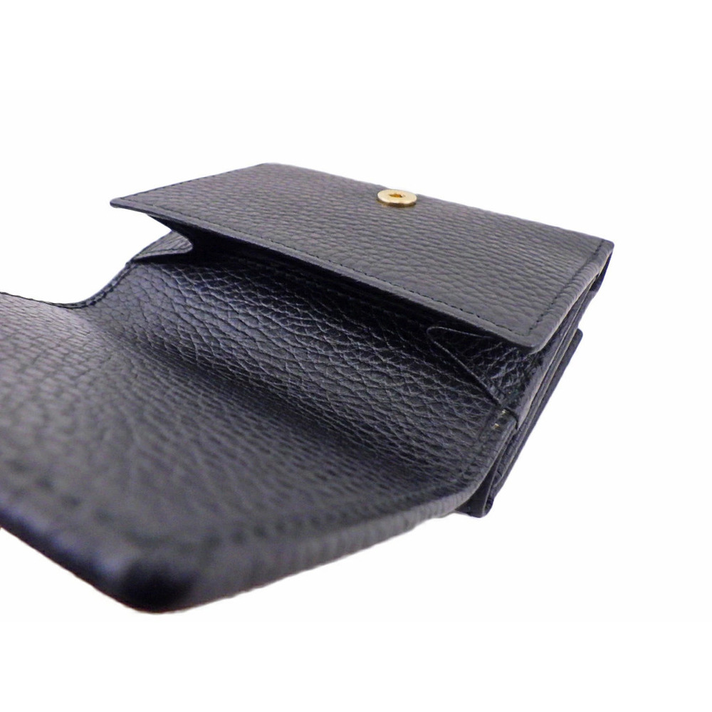 GUCCI GG Marmont Wallet Tri fold Leather Black Gold - Picture 5 of 6